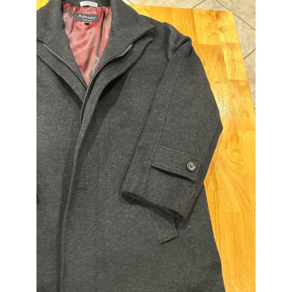 Afazzy New York Med Grey Cashmere Blend Coat Zipper & Buttons Unisex - Picture 6 of 16